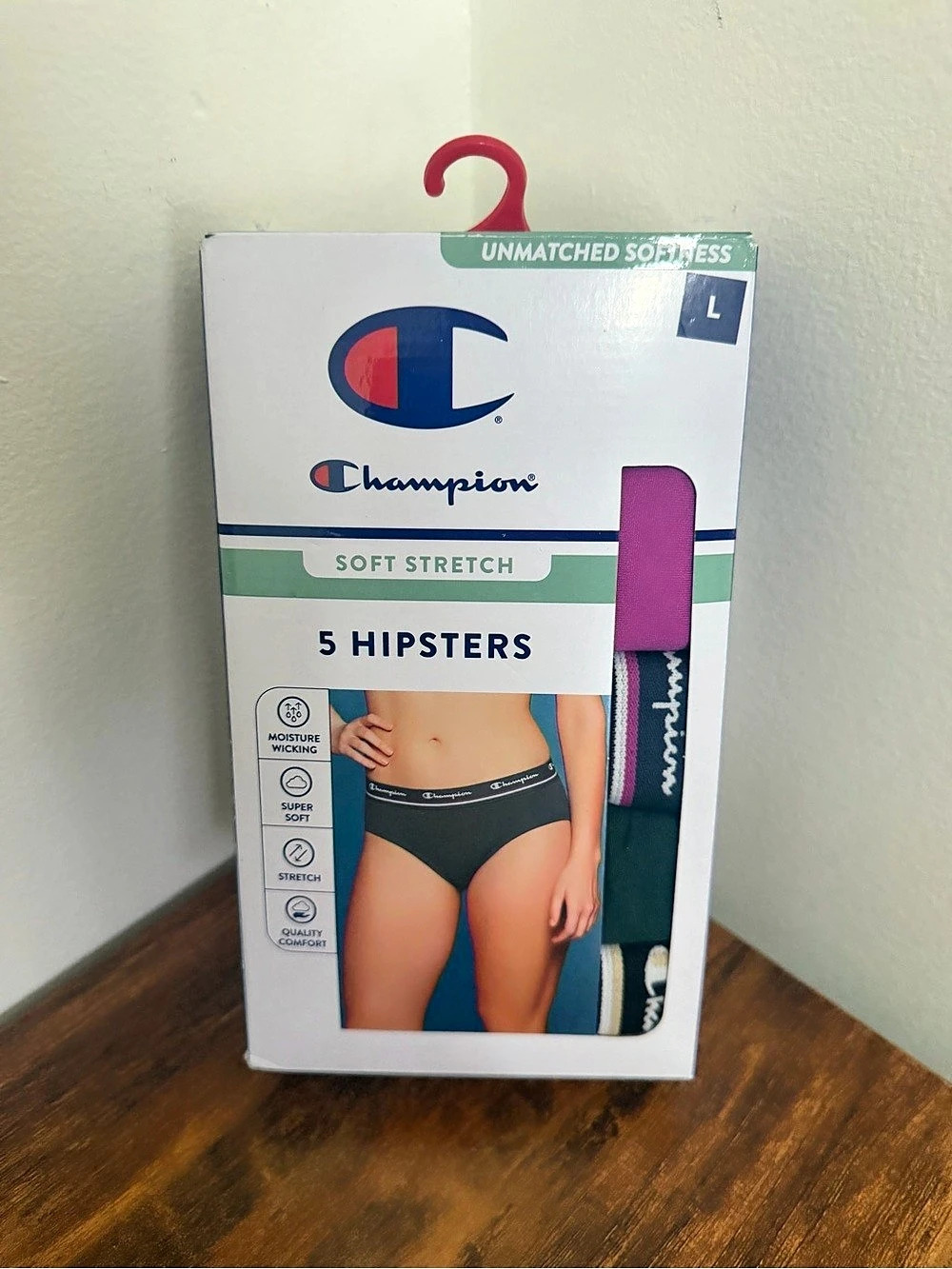 Champion Iconic Essentials 5-Pack Hipster Underwear Black & Green Large